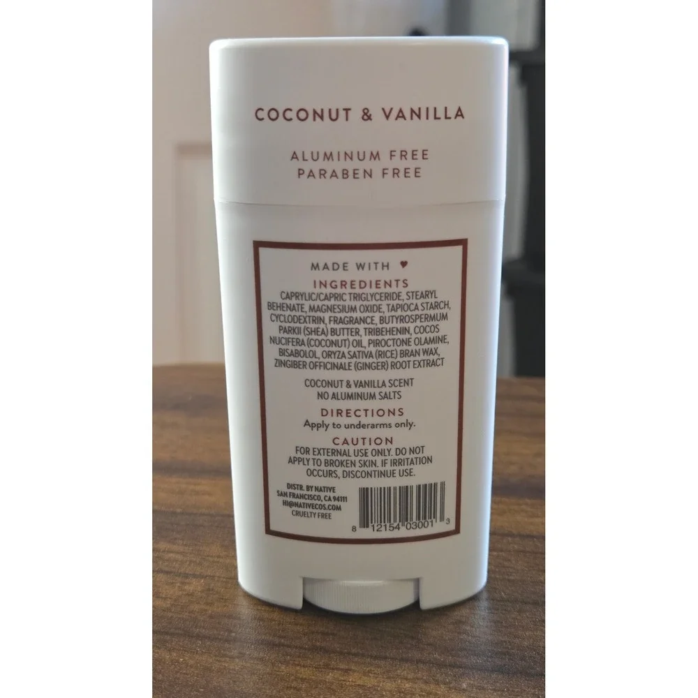 Native Deodorant Coconut & Vanilla Aluminum Free Paraben Free 2.65oz 75g